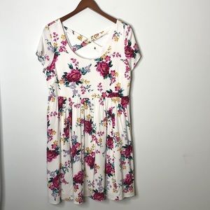 Torrid Floral Challis Skater Dress White Size 00